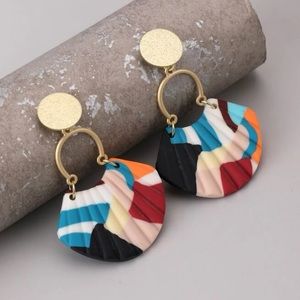 Polymer Clay Circle Drop Earrings